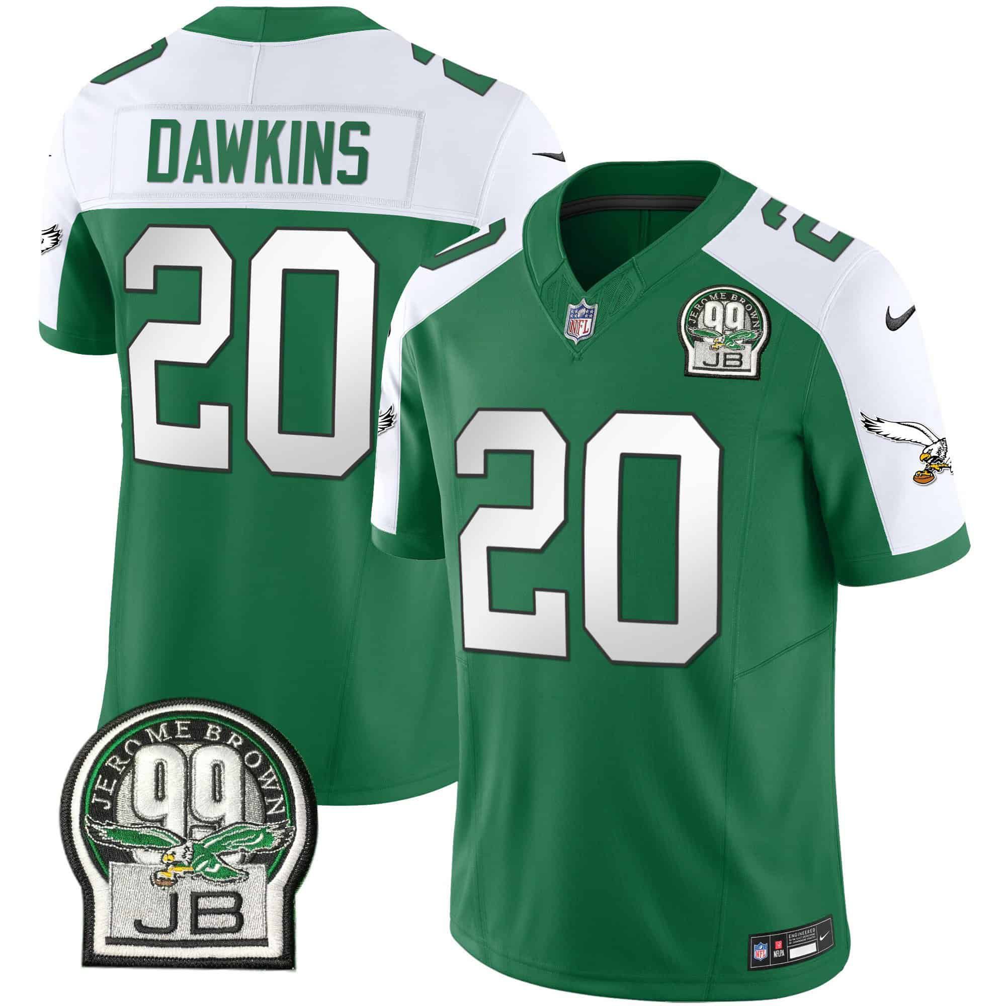 Men Philadelphia Eagles #20 Dawkins Green 2024 Nike Jerome Brown Patch Alternate Limited NFL Jersey